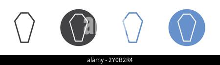 Coffin icon Flat set in black and white color outline vector mark Stock Vector