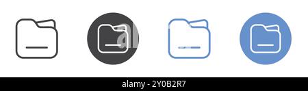 Folder icon Flat set in black and white color outline vector mark Stock Vector