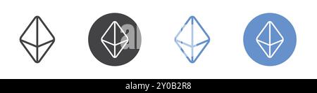 Diamond icon Flat set in black and white color outline vector mark Stock Vector
