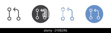 Code pull Flat set in black and white color outline vector mark Stock Vector