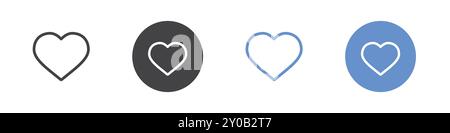 Like icon Flat set in black and white color outline vector mark Stock Vector