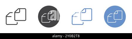 Copy file icon Flat set in black and white color outline vector mark Stock Vector