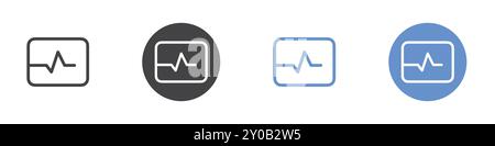 Heartbeat icon Flat set in black and white color outline vector mark Stock Vector