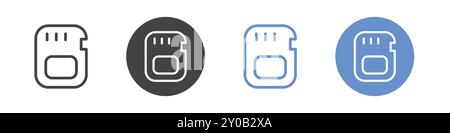 Memory card icon Flat set in black and white color outline vector mark Stock Vector