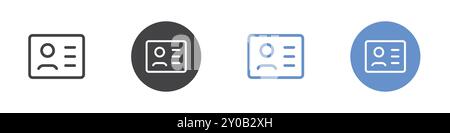 Id card icon Flat set in black and white color outline vector mark Stock Vector
