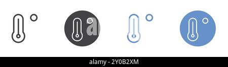 Hot temperature icon Flat set in black and white color outline vector mark Stock Vector