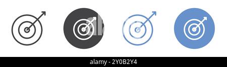misson icon Flat set in black and white color outline vector mark Stock Vector