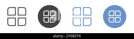 Menu icon Flat set in black and white color outline vector mark Stock Vector