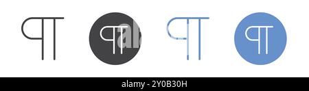 Paragraph icon Flat set in black and white color outline vector mark Stock Vector