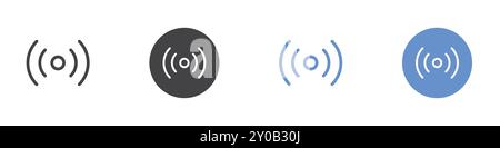 Radio signals icon Flat set in black and white color outline vector mark Stock Vector