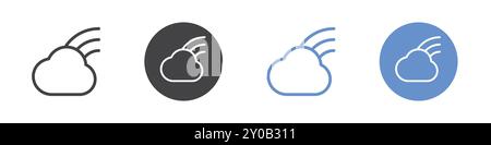 Rainbow cloud Flat set in black and white color outline vector mark Stock Vector
