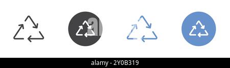recycle Flat set in black and white color outline vector mark Stock Vector