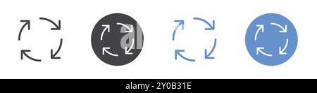 Refresh icon Flat set in black and white color outline vector mark Stock Vector