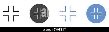 minimize icon Flat set in black and white color outline vector mark Stock Vector
