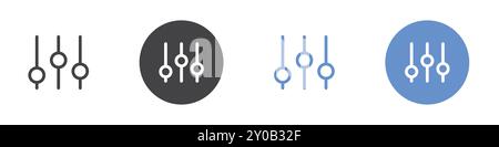 Settings icon Flat set in black and white color outline vector mark Stock Vector