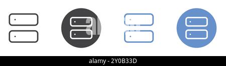 Server icon Flat set in black and white color outline vector mark Stock Vector