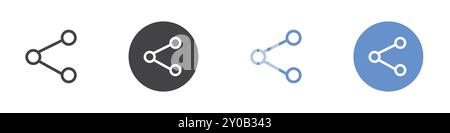 share icon Flat set in black and white color outline vector mark Stock Vector