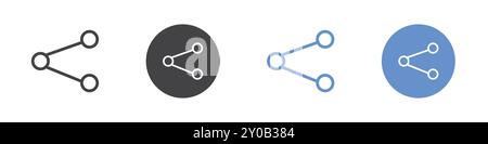 Share icon Flat set in black and white color outline vector mark Stock Vector