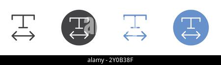 Text width icon Flat set in black and white color outline vector mark Stock Vector