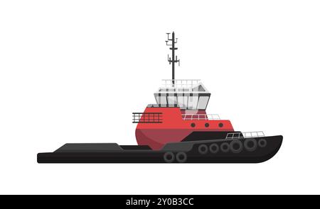 Vector image of a tugboat, perfect for maritime and nautical designs. Stock Vector