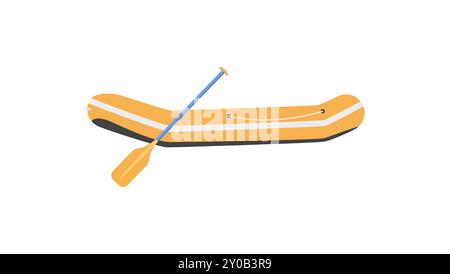 Detailed vector illustration of an inflatable boat with paddle. Stock Vector