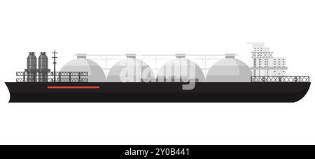 Vector illustration of an LNG carrier, symbolizing energy transportation and maritime logistics. Stock Vector