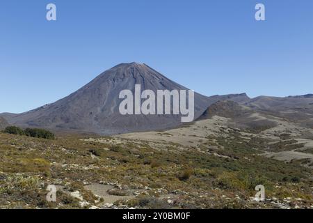 View of Mount Ngauruhoe in New Zealand as seen from the Tongariro Northern Circuit Stock Photo