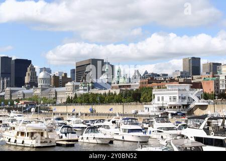 Montreal, Canada - August 18, 2008: skyline of Montreal and port on ...