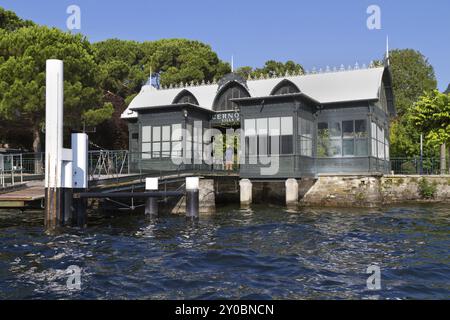 Jetty in Cernobbio on Lake Como, Italy, Europe Stock Photo