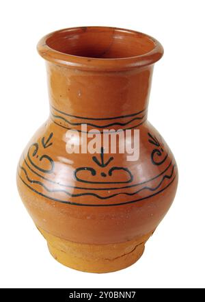 Clay pot of manual work. It is possible to store milk or other liquid Stock Photo