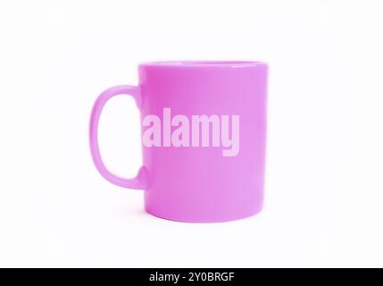 Pink mug isolated on white background Stock Photo