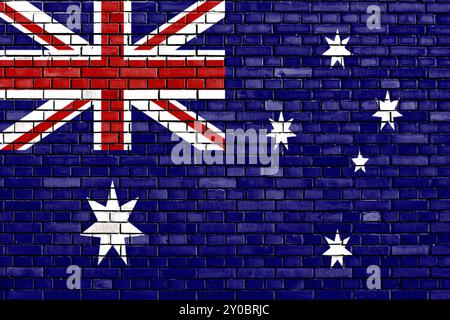 Flag of Australia painted on brick wall Stock Photo