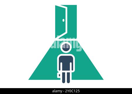 Opportunities icon. solid icon style. open door with person. icon related to SWOT. business elements vector illustration Stock Vector