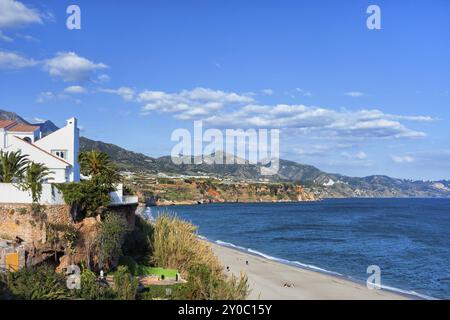 Nerja town on Costa del Sol in Andalusia, Spain, resort town by the Mediterranean Sea, Europe Stock Photo