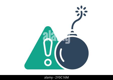 Threats icon. solid icon style. exclamation mark with bomb. icon related to SWOT. business elements vector illustration Stock Vector