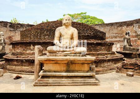 Seated buddha image in vatadage, polonnaruwa, sri lanka Stock Photo