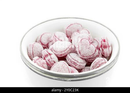 Heart-shaped sweets in a bowl Stock Photo