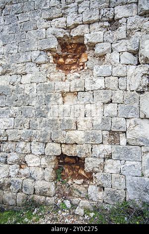 Bullet holes in the fortress Imperjal on the mountain Sdr in Dubrovnik Croatia Stock Photo