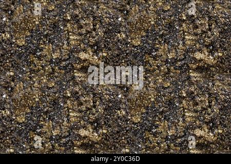 Pyrite mineral structure with black stone seamless pattern Stock Photo