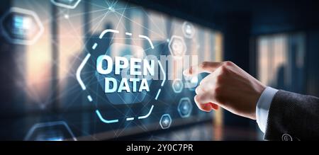 Open data api internet technology concept. Online documentation database. Stock Photo