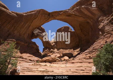 Der Double Arch im Arches National Park in Utah Stock Photo