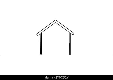 House continuous one line drawing of isolated outline vector icon Stock Vector