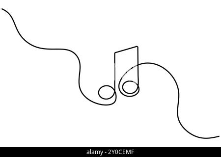 Music icon continuous one line drawing of isolated outline vector icon Stock Vector