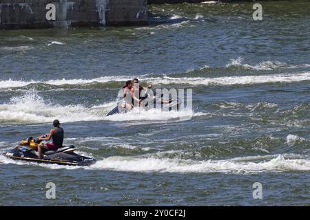 Amphibious water scooter, jetski riding on the Saint Lawrence River, Montreal, Province of Quebec, Canada, North America Stock Photo