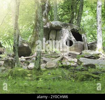 Dolmen in the forest near Gelendjik. Russian Fedrration Stock Photo