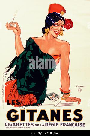 Old vintage advertisement poster - Gitanes cigarettes from