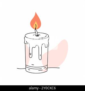 A simple, minimalist vector design showcasing a burning candle with soft, flowing wax. This clean and elegant illustration is perfect for various design projects, including digital media and print... Stock Vector