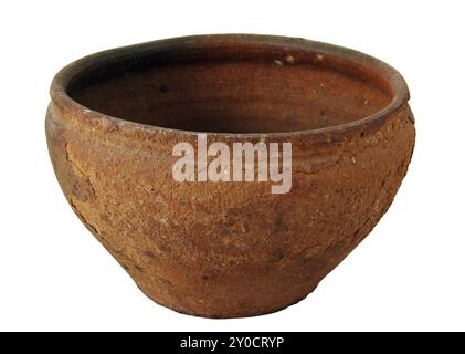 Clay pot of manual work. It is possible to store milk or other liquid Stock Photo