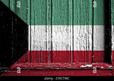 flag of Kuwait painted on a wooden frame Stock Photo - Alamy