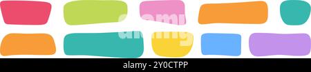 Hand drawn organic rectangle frames. Abstract doodle liquid shapes. Organic free flat blobs. Irregular fluid bubbles. Empty text box. Vector Stock Vector